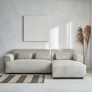 Divano angolare in velluto a coste fino da 2 a 3 posti, angolo destro,