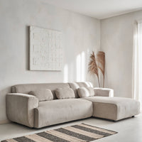 Divano angolare in velluto a coste fino da 2 a 3 posti, angolo destro,