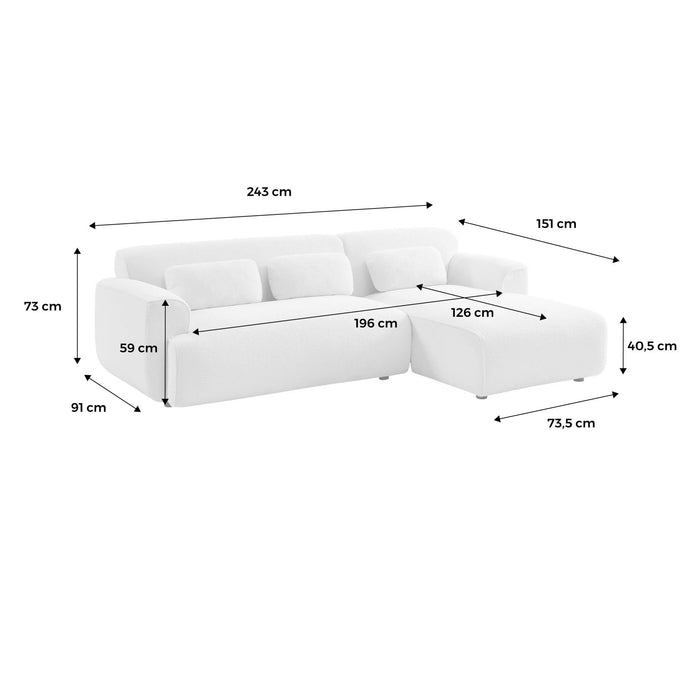 Divano angolare in velluto a coste fino da 2 a 3 posti, angolo destro,