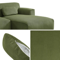 Divano angolare in velluto da 2 a 3 posti, angolo destro, verde