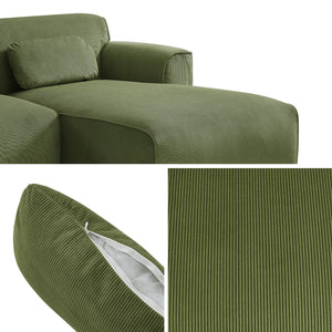 Divano angolare in velluto da 2 a 3 posti, angolo destro, verde