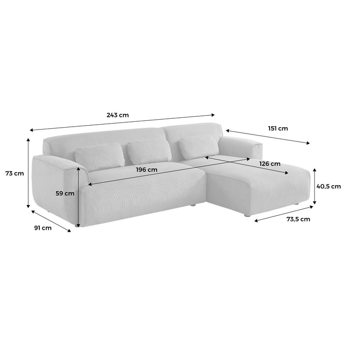 Divano angolare in velluto da 2 a 3 posti, angolo destro, verde