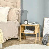 Comodino Multiuso Tavolino da Divano in Bambù, Design Aperto, 43x32.5x42cm