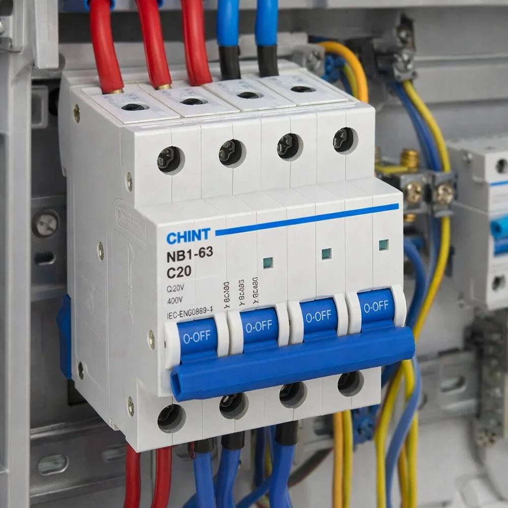 Interruttore magnetotermico 4p 6ka curva c chint serie nb1-63 da quadro din *** ampere 20 ampere, confezione 1