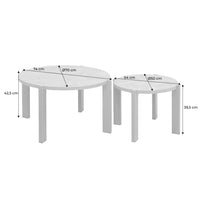 Tavolini vintage rotondi con piano effetto chevron, marrone naturale