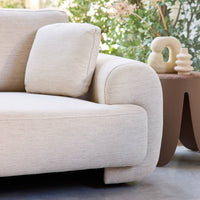 Divano angolare sinistro 3 posti tessuto, piedi rotondi, crema