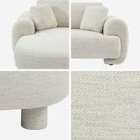 Divano angolare sinistro 3 posti tessuto, piedi rotondi, crema