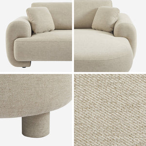 Divano ad angolo destro 3 posti in tessuto, piedi tondi, beige