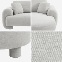 Divano ad angolo destro 3 posti in tessuto, piedi tondi, grigio chiaro