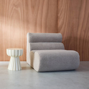 Tavolino in acciaio smaltato a righe bicolore, 41cm, beige grigio