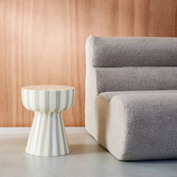 Tavolino in acciaio smaltato a righe bicolore, 41cm, beige grigio