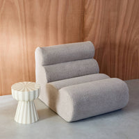 Tavolino in acciaio smaltato a righe bicolore, 41cm, beige grigio