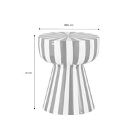 Tavolino in acciaio smaltato a righe bicolore, 41cm, beige grigio