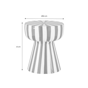 Tavolino in acciaio smaltato a righe bicolore, 41cm, beige grigio