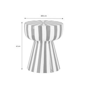 Tavolino in acciaio smaltato a righe bicolore, 41cm, beige grigio