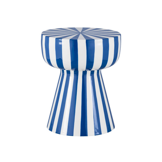 Tavolino in acciaio smaltato a righe bicolore, 41cm, blu