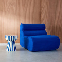 Tavolino in acciaio smaltato a righe bicolore, 41cm, blu