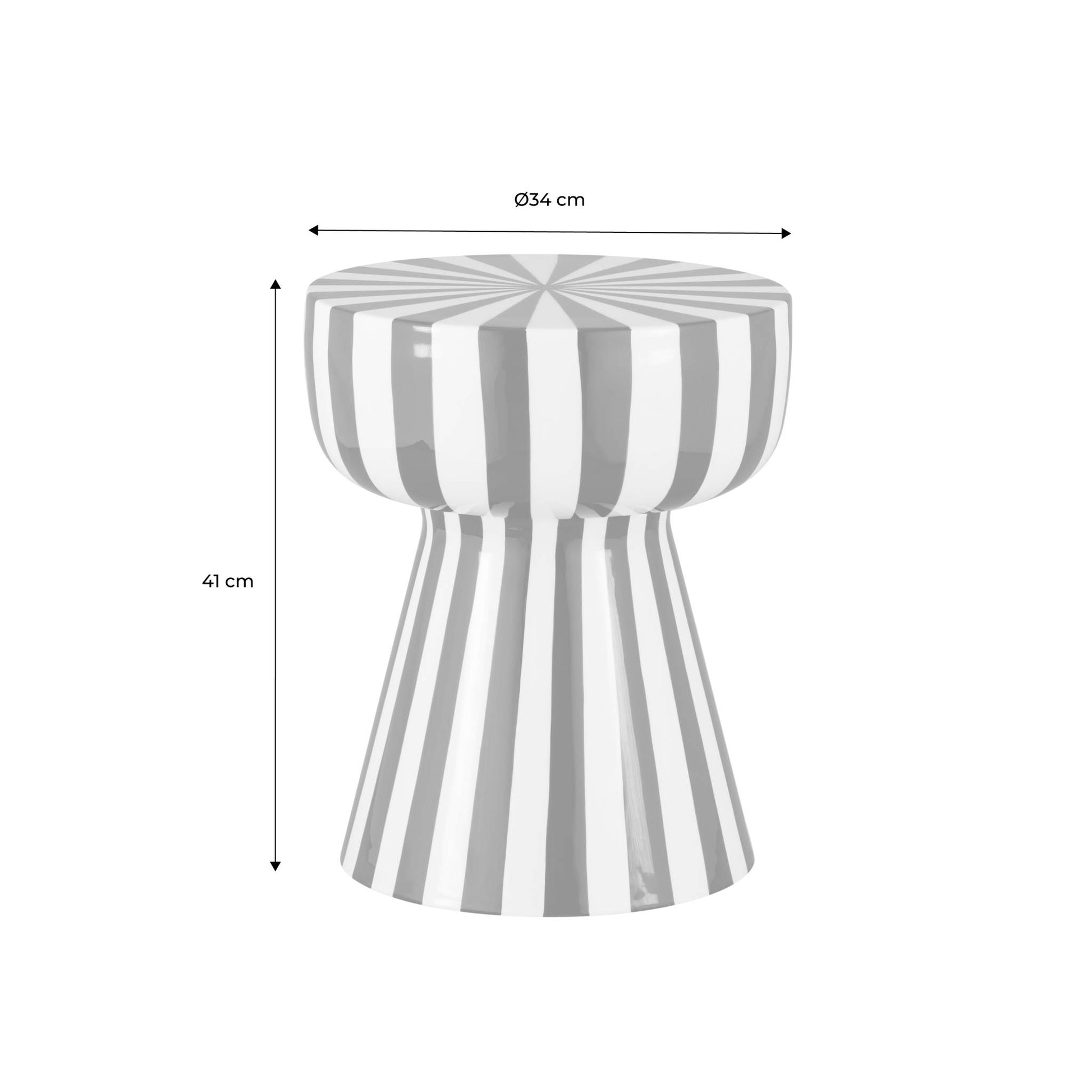 Tavolino in acciaio smaltato a righe bicolore, 41cm, ocra