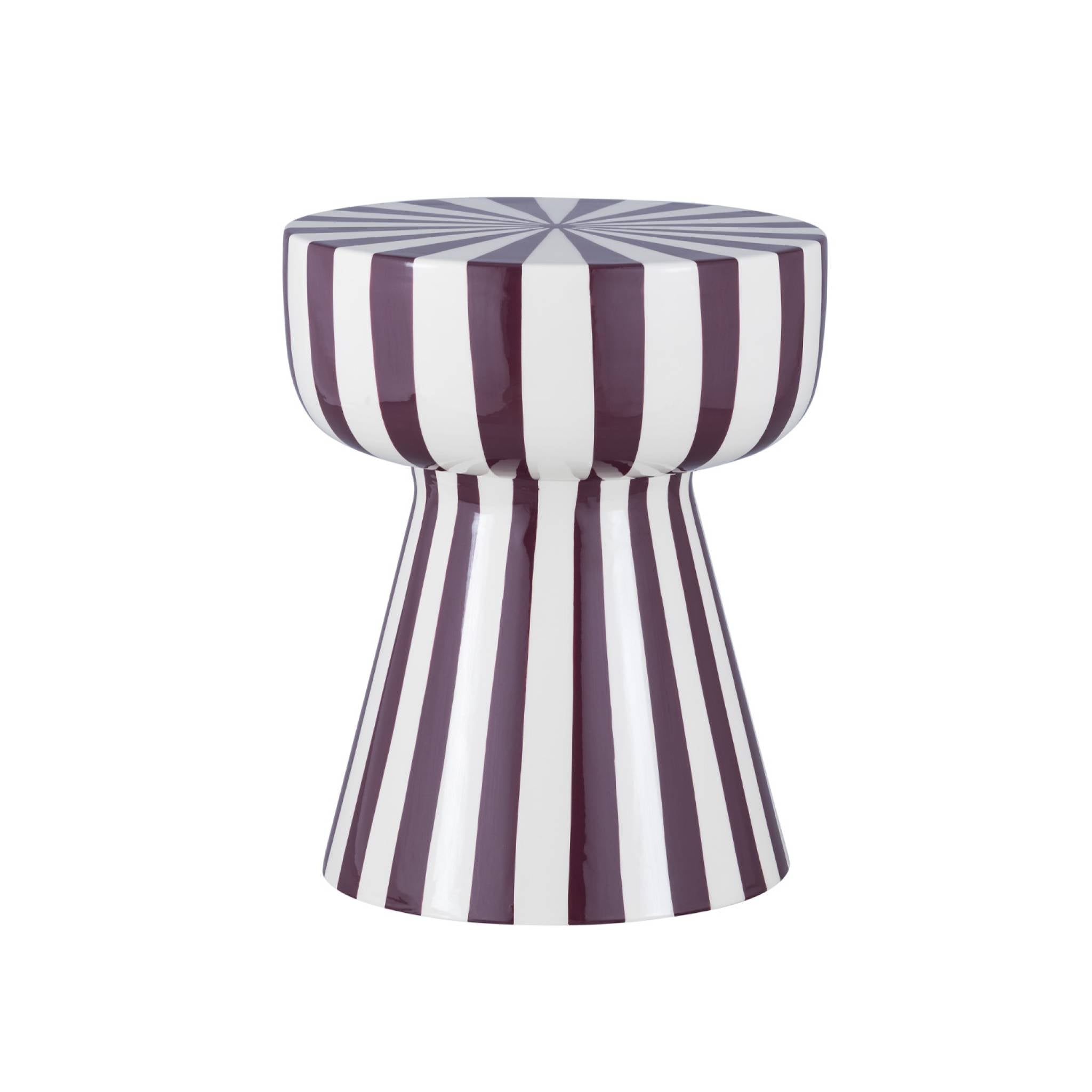 Tavolino in acciaio smaltato a righe bicolore, 41cm, viola
