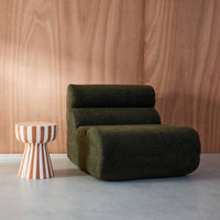 Tavolino in acciaio smaltato a righe bicolore, 41cm, terracotta