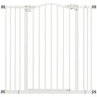 Cancelletto per Cani Estensibile con 4 Viti Regolabili, in Metallo e Plastica, 74-100x94 cm, Bianco