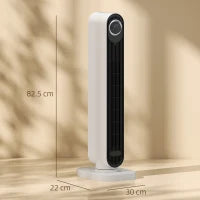 Termoventilatore in ABS da 2000W con Telecomando, Oscillazione e Timer, 30x22x82.5 cm, Bianco