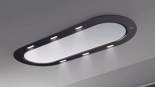 Cappa a soffitto da incasso UNIKA cm 120x50 - Bianca e Nera - 800 m3/h