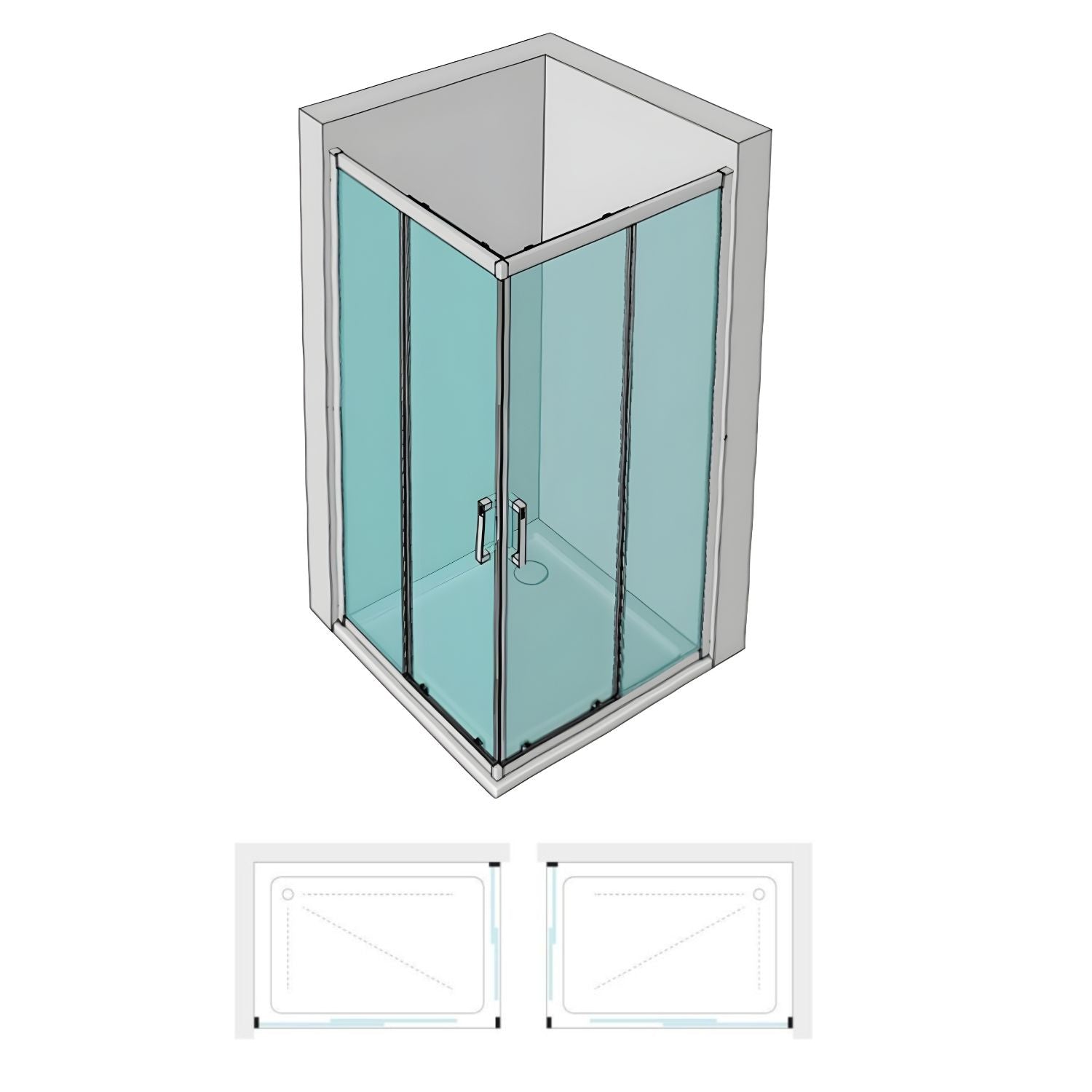 Lato porta box doccia angolare nicchia dafne cristallo 6 mm 120 cm stampato