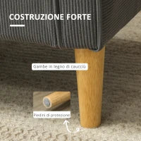 Divano 2 Posti con Spazio Contenitore e 2 Cuscini, in Tessuto Effetto Velluto e Legno, 140x63x79 cm, Grigio