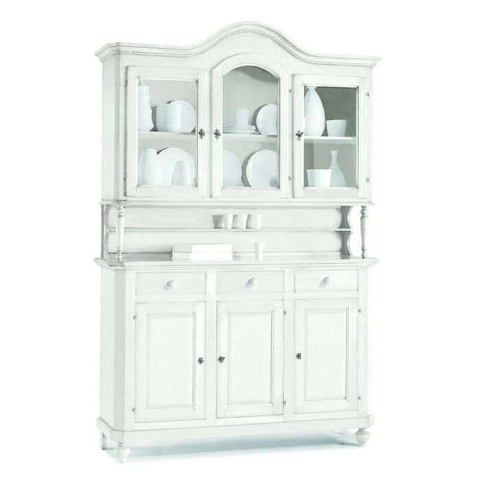 Cristalliera 8 ante 4 cassetti, in stile classico in legno e mdf con rifinitura in noce bianca 196x43x218 H