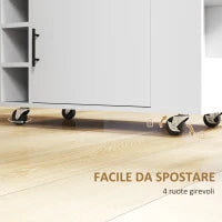 Carrello da Cucina con Ruote, Ripiani, Armadietto e Portabottiglie, 83x40x83 cm, Rovere