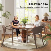 Set 4 Sedie da Giardino Impilabili in Plastica Moderne con Braccioli 60x56x75 cm, Grigio