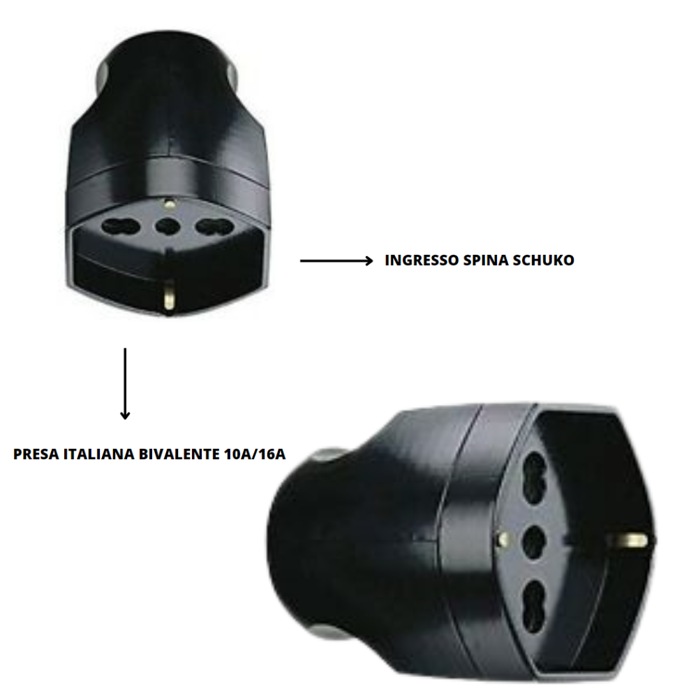 kit composto da 20 mt cavo fror grigio + presa schuko 10/16a + spina nera 16a