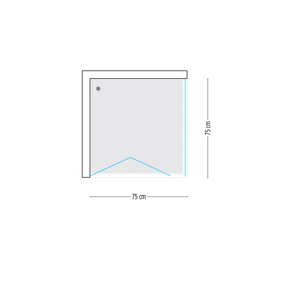 Cabina doccia 2 lati con porta a soffietto cristallo serigrafato 75x75 cm