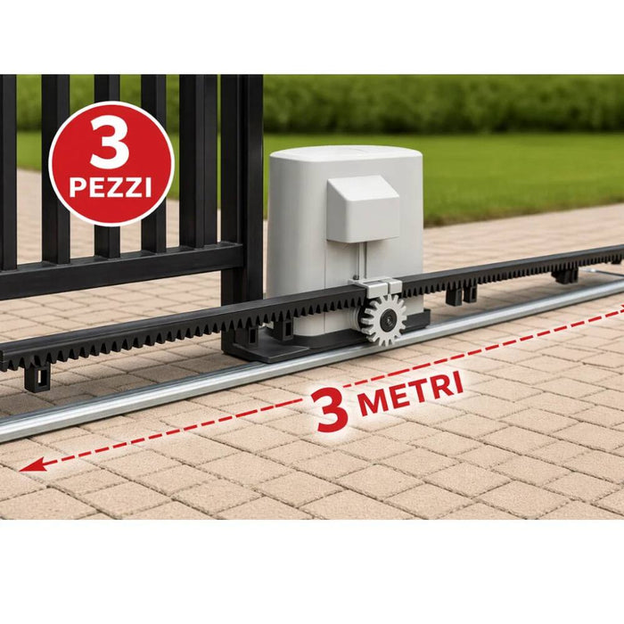 Kit 3 cremagliere da 1 metro per cancelli scorrevoli in nylon m4 crm2