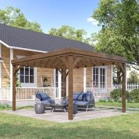 Pergola 4 x 3 m in Legno Tradizionale Autoportante con 4 Piedi, Tetto per Terrazza da Decorare, Marrone