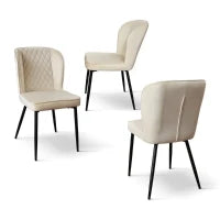 PAZZO DESIGN Sedia Simona set da 4 sedie beige in velluto e gambe in metallo