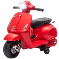 Moto elettrica per bambini 2-6 anni con batteria 6V, faro, clacson e ruote ausiliarie, Rosso