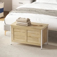 Baule Contenitore da 95 L con Coperchio e Cerniera di Sicurezza 80x40x50 cm Rovere