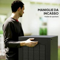 Baule da Giardino con Maniglie, Contenitore Porta Attrezzi Impermeabile, 56x41x50 cm, Nero