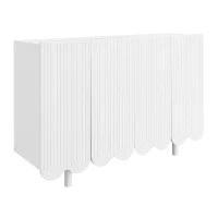 Credenza a goccia, con ante sagomate,  120×37,5×80,8 cm, Bianco