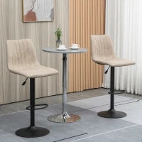 Sgabelli da Bar Set 2 Pezzi ad Altezza Regolabile, in Acciaio e Poliestere, 47.5x57.5x95-116 cm, Marrone