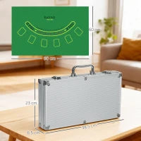 Set Poker per 7-8 Giocatori con 300 Fiches, 2 Mazzi di Carte e 5 Dadi, in Alluminio e Poliestere