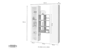 Parete attrezzata soggiorno bianca con vetrina libreria e armadio Teret WH