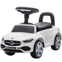 Macchina per Bambini Licenza Mercedes Benz con Clacson e Spazio Portaoggetti, 65x28x39 cm, Bianco