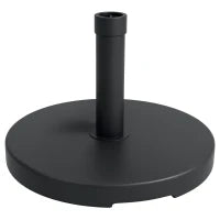 Base per Ombrellone da 15kg Rotonda per Pali da Ø24-38mm, Plastica e Cemento, Ø46.5 cm, Nero