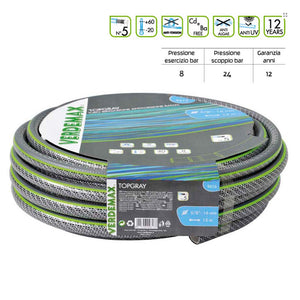 Tubo per irrigazione antitorsione verdemax topgray 5 strati diamentro 3/4 rotolo metri 25