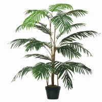Palma in Plastica Decorativa con 20 Foglie, Pianta Finta con Vaso per Interno ed Esterno Alta 140cm