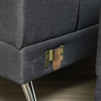 Divano Angolare 3 Posti in Tessuto con Poggiatesta Regolabili, 249.5x162.5x95cm, Grigio Scuro