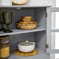 Credenza Alta per Cucina in Legno in Stile Classico, Grigio, 68x39.5x170cm